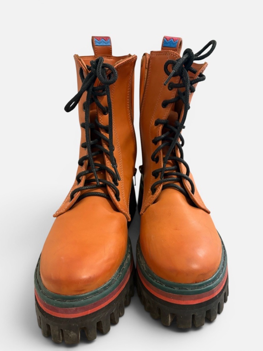 FARM Rio Orange Leather Lace-Up Boots with Black Laces - Picture 3 of 6
